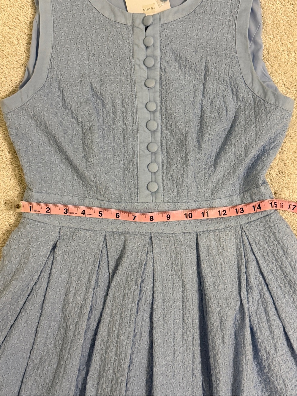 Gal Meets Glam Ellen Blue Sleeveless Pleated Dress - 100% Cotton - Size 6 - Picture 5 of 8